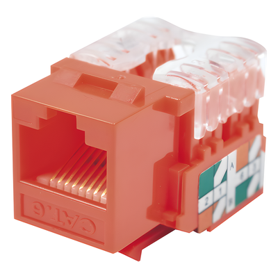 Módulo Jack Keystone Cat6 con Terminación 110 (Punchdown) para Faceplate - Color Rojo