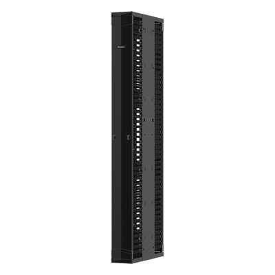 Organizador Vertical PatchRunner™ Mejorado, Doble (Frontal y Posterior), Para Rack Abierto de 45 Unidades, 12in de Ancho, Color Negro