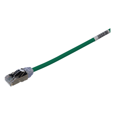 Patch Cord Cat6A, Diametro Reducido 28 AWG, Blindado S/FTP, CM/LS0H, 20 cm (7.87 Pulgadas), Color Verde
