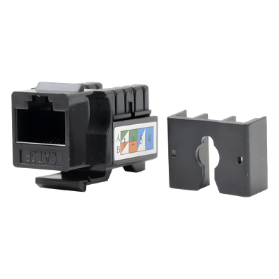 Módulo Jack Keystone Cat5e con Terminación 110 (Punchdown) para Faceplate - Color Negro