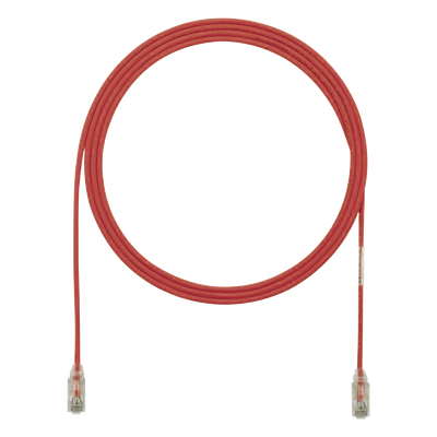 Cable de Parcheo TX6, UTP Cat6, Diámetro Reducido (28AWG), Color Rojo, 3.66 Metros (12 Pies)