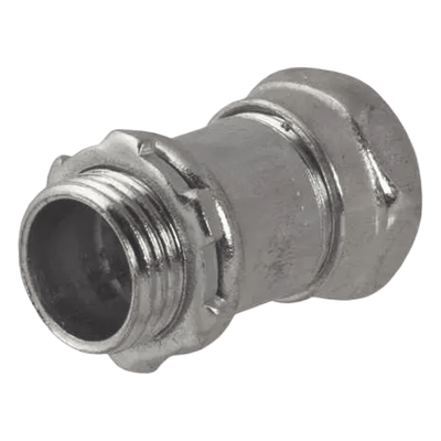 Conector Recto Compresión de Acero Galvanizado para Pared Delgada de 1 1/4".