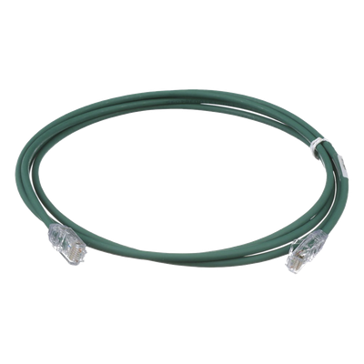 Cable de Parcheo UTP Cat6A, CM/LSZH, Diámetro Reducido (28AWG), Color Verde, 0.91 Metros (3 Pies)