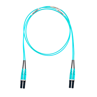 Jumper de Fibra Optica Multimodo 50/125 OM4, LC-LC Duplex, OFNR (Riser), Color Aqua, 2.44 Metros (8 Pies)