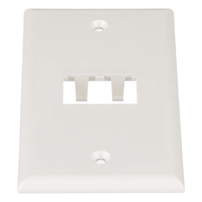 Placa de Pared Vertical Clásica, Salida Para 2 Puertos Mini-Com, Color Blanco Mate