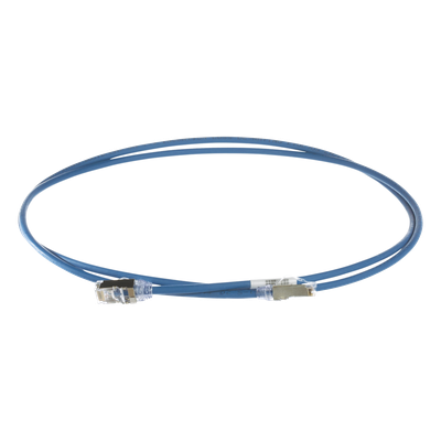 Patch Cord Cat6A, Diametro Reducido 28 AWG, Blindado S/FTP, CM/LS0H, 15 Metros (49.21 Pies), Color Azul