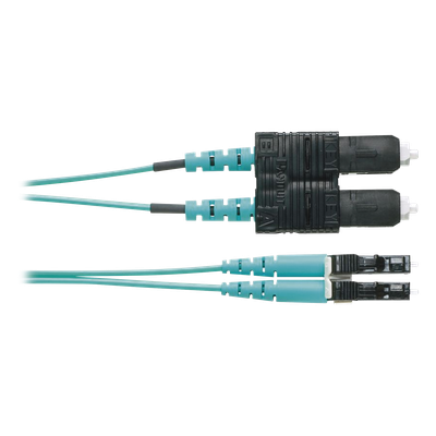 Jumper de Fibra Optica Multimodo 50/125 OM4, LC-SC Duplex, OFNR (Riser), Color Aqua, 2 Metros (6.56 Pies)