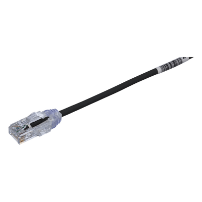 Cable de Parcheo TX6, UTP Cat6, Diámetro Reducido (28AWG), Color Negro, 20 cm (7.87 pulgadas)