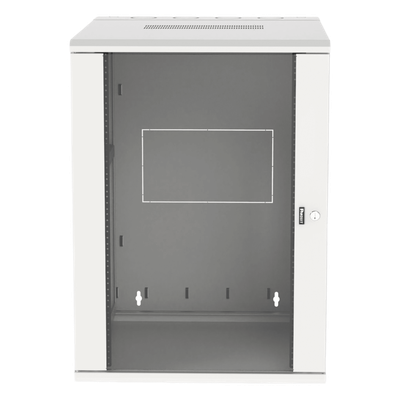 Gabinete PanZone de Montaje en Pared, de 19in, Puerta con Ventana de Seguridad, 18 UR, 762mm de Profundidad, Color Blanco