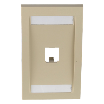Placa de Pared Vertical Ejecutiva, Salida Para 1 Puerto Mini-Com, Con Espacios Para Etiquetas, Color Marfil