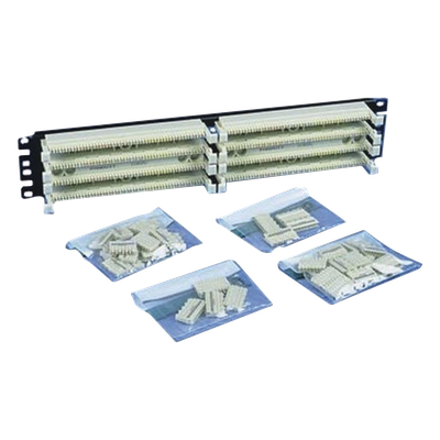 Kit Panel de Conexión con 2 Bases de 100 Pares, Categoría 5e, Incluye 40 Bloques de Conexión de 5 Pares y Etiquetas, 19 Pulgadas (48.26 cm), 2 UR