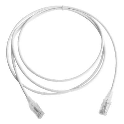 Patch Cord MC6 Modular Cat6 UTP, CM/LS0H, 2.13 Metros (7 Pies), Color Blanco, Diámetro Reducido (28AWG), Versión Bulk (Sin Empaque Individual)