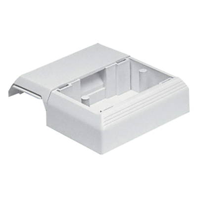 Caja Superficial Con Bisagras de Instalación a Presión, Para Canaletas T45, Material PVC Rígido, Color Blanco Mate