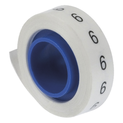 Rollo de Etiquetas Marcadoras, Pre-Impresos con el Número 6, de 2.4 Metros (7.87 Pies), Color Blanco