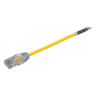 Cable de Parcheo TX6, UTP Cat6, Diámetro Reducido (28AWG), Color Amarillo, 20 cm (7.87 pulgadas)