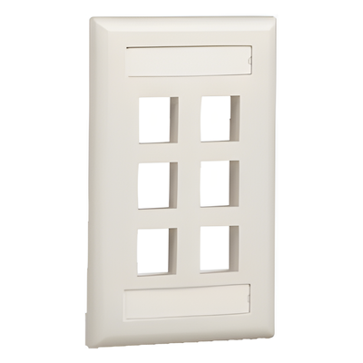 Placa de Pared Vertical, Salida Para 6 Puertos Keystone, Con Espacios Para Etiquetas, Color Blanco