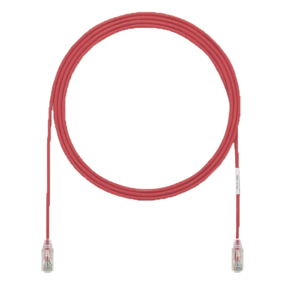 Cable de Parcheo UTP Cat6A, CM/LSZH, Diámetro Reducido (28AWG), Color Rojo, 15.24 Metros (50 Pies)