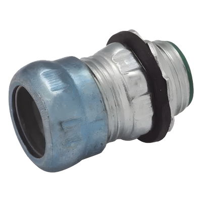 Conector de Compresión Impermeable Aislado de Acero Galvanizado para Pared Delgada de 1 1/2" .