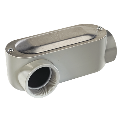 Caja oval roscada tipo LR de 2 1/2" corta (63.5 mm) Incluye tapa y tornillos.