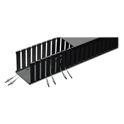 Canaleta Ranurada de PVC sin Tapa, Fiber-Duct™, 4 in de Ancho, 4 in de Alto y 1828.8 mm de Largo, Color Negro