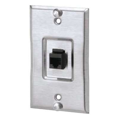 Placa de Pared Telefónica, Salida de 1 Puerto Keystone, Con Jack Cat5e Estilo TP, de Acero Inoxidable