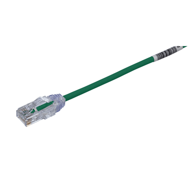 Cable de Parcheo TX6, UTP Cat6, Diámetro Reducido (28AWG), Color Verde, 20 cm (7.87 pulgadas)