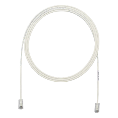 Cable de Parcheo UTP Cat6A, CM/LSZH, Diámetro Reducido (28AWG), Color Blanco Mate, 9.14 Metros (30 Pies)