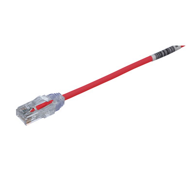 Cable de Parcheo TX6, UTP Cat6, Diámetro Reducido (28AWG), Color Rojo, 20 cm (7.87 pulgadas)