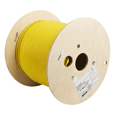 Bobina de Cable Blindado F/UTP de 4 Pares, Cat6A, Soporte de Aplicaciones 10GBase-T, LSZH (Libre de Gases Tóxicos), Color Amarillo, 305 Metros (1000 Pies)