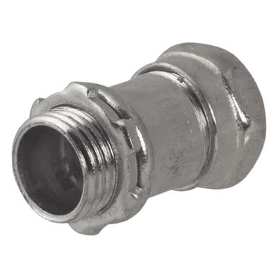 Conector Recto Compresión de Acero Galvanizado para Pared Delgada de 1 1/2".