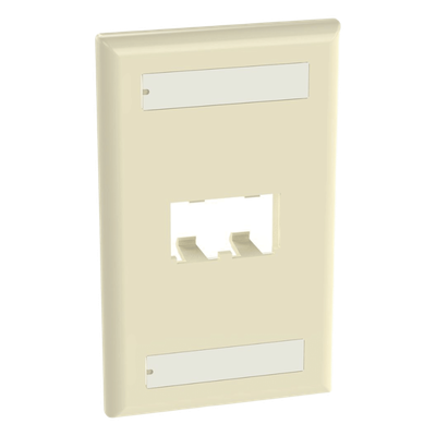 Placa de Pared Vertical Clásica, Salida Para 2 Puertos Mini-Com, Con Espacios Para Etiquetas, Color Marfil