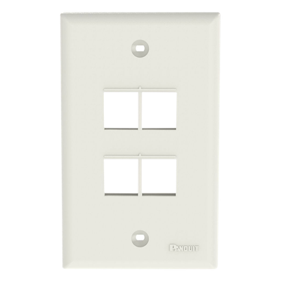 Placa de Pared Vertical, Salida Para 4 Puertos Keystone, Color Blanco Mate