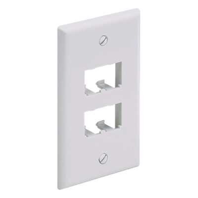 Placa de Pared Vertical Clásica, Salida Para 4 Puertos Mini-Com, Color Blanco Mate