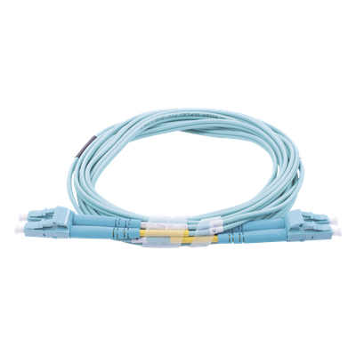 Jumper de Fibra Óptica Multimodo OM3 50/125 LC-LC OFNR (Riser), 2.0 mm, Dúplex, Aqua, 20 Metros (65.62 Pies)