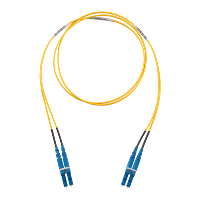 Jumper de Fibra Optica Monomodo 9/125 OS2, LC-LC Duplex, LSZH (Cero Halógenos), Color Amarillo, 2 Metros (6.56 Pies)