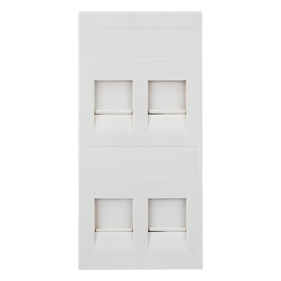 Placa Plana de Voz y Datos con Guardapolvo para 4 RJ45 / Color Blanco / 4 Puertos para Jacks Keystone / Compatible con Cajas de Pavimento SM-CPAV-2 y SM-CPAV-4 / Modelo S76C/9