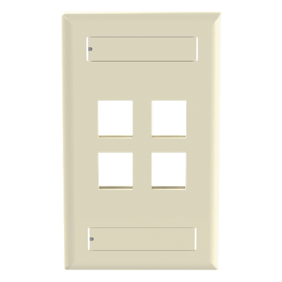 Placa de Pared Vertical, Salida Para 4 Puertos Keystone, Con Espacios Para Etiquetas, Color Marfil
