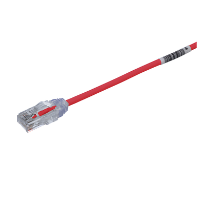 Cable de Parcheo TX6, UTP Cat6, Diámetro Reducido (28AWG), Color Rojo, 0.5 Metros (1.64 Pies)