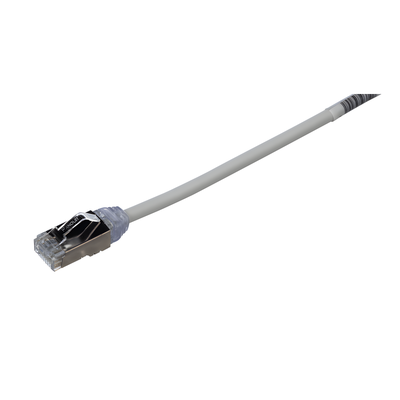 Patch Cord Cat6A, Diametro Reducido 28 AWG, Blindado S/FTP, CM/LS0H, 5 Metros (16.40 Pies), Color Gris