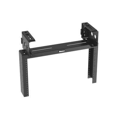 Rack de Distribución Aéreo de 2 Postes PanZone®, Rieles Roscados #12-24, de 6 UR, Color Negro 
