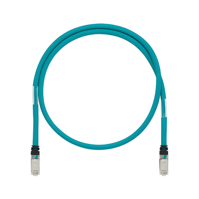 Patch Cord Cat6A de Grado Industrial 600V, Blindado SF/UTP, Calibre 26 AWG, Color Aqua, 15 Metros (49.21 Pies)