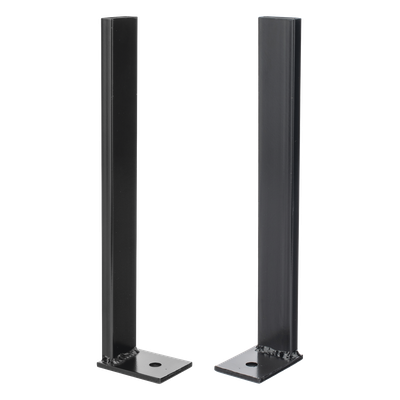 Pies Base para Escalera Tubular de 1.5" de Peralte y 12" de Ancho, Acabado con Pintura Epóxica Color Negro, Ideal para la Fijación de la Estructura al Suelo o Superficies de Apoyo