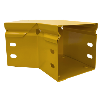 CHFIBER Curva Horizontal de 45° de Aluminio para Fibra Óptica, 4" de Peralte, 4" de Ancho y Radio de 8", con Pintura Epóxica Amarilla, Incluye Tapa, un Par de Coples y Tornillería