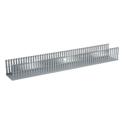 Canaleta Ranurada de PVC con Tapa, Tipo F, 82.6 mm de Ancho, 79.2 mm de Alto y 2 m de Largo, Color Gris