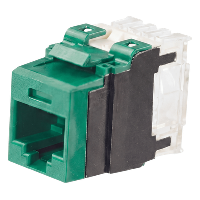 Conector Jack Estilo 110 (de Impacto), Tipo Keystone, Categoría 6A, de 8 Posiciones y 8 Cables, Color Verde