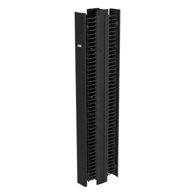 Gestor Vertical de Cableado CableTek-EC / Doble Cara / 45U / Acero 1.9 mm / 6 in Ancho / 9 in Profundidad / Negro RAL 9005 / Montaje Universal 2 y 4 Postes / Postes y Compuertas Incluidos / Cubierta Frontal Central