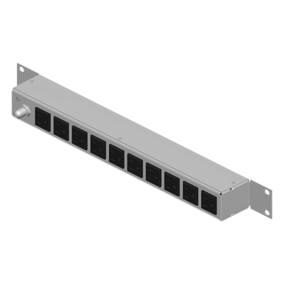 PDU Horizontal / 10 Contactos NEMA 5-15R / Rack 19 in 1UR / 120Vca 15A / Protección con Reestablecedor 15A / Cable 2.5 m (8.2 ft) / Lámina de Acero Rolada en Frío
