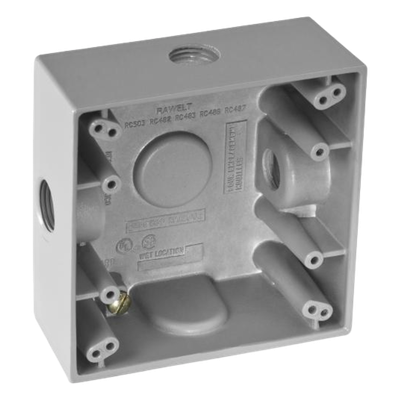 Caja Cuadra de 1/2" a Prueba de  Intemperie/ Cuenta con 3 salidas.