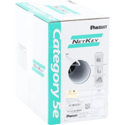 Bobina de Cable UTP 305 Metros (1000 Pies) de Cobre, NetKey, Gris Claro, Categoría 5e (24 AWG), PVC (CM), de 4 Pares