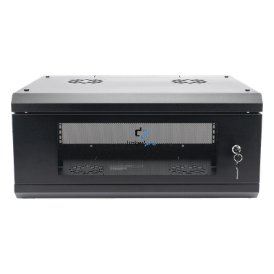 Gabinete de Pared con Puerta de Cristal Templado, 455mm de Profundidad, 4U Rack de 19'', Acero Reforzado